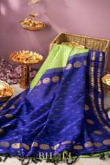 silk by silk kuttu gadwal in violet and green