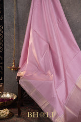 soft pink pure mulberry silk handwoven kanjivaram
