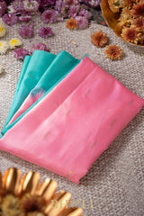 tiffany blue and baby pink kuttu handwoven silk gadwal