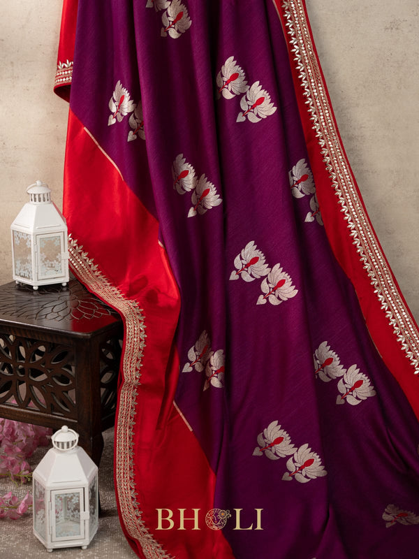 tussar georgette hand embroidered banarasi