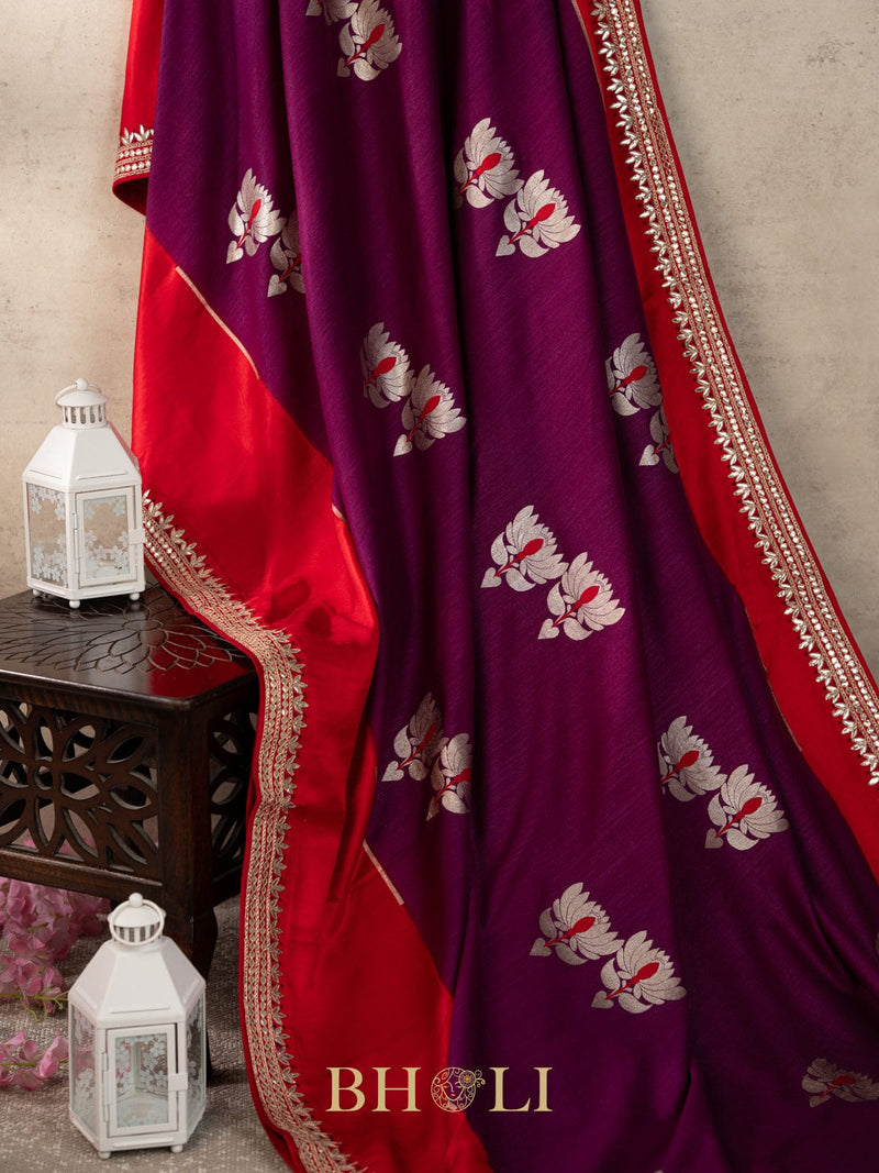 tussar georgette hand embroidered banarasi