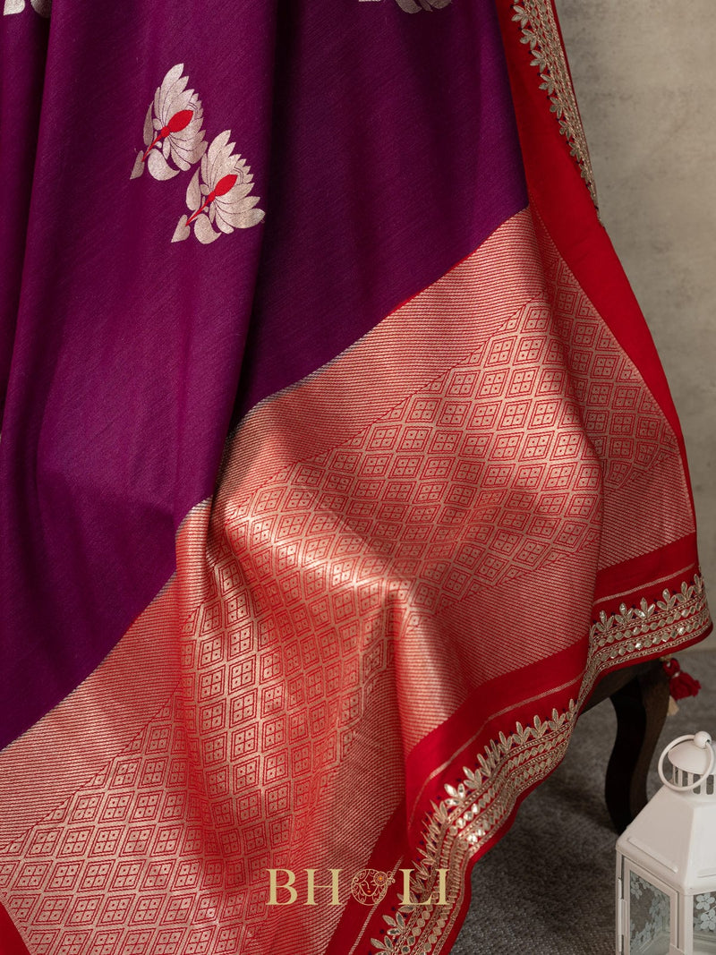 tussar georgette hand embroidered banarasi