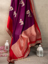 tussar georgette hand embroidered banarasi