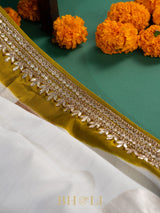 tussar georgette hand embroidered banarasi