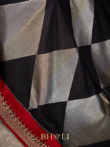 tussar georgette in silver and gold zari with embroidered gotta patti border