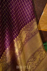 vintage design pure zari checkered mulberry silk kanjivaram