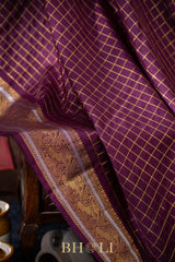 vintage design pure zari checkered mulberry silk kanjivaram