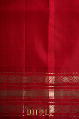 vintage pure zari mulberry silk red and white korvai kanjivaram