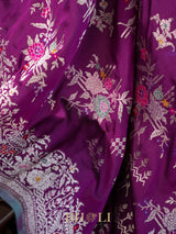 violet pure katan silk kaduwa jungla banarasi
