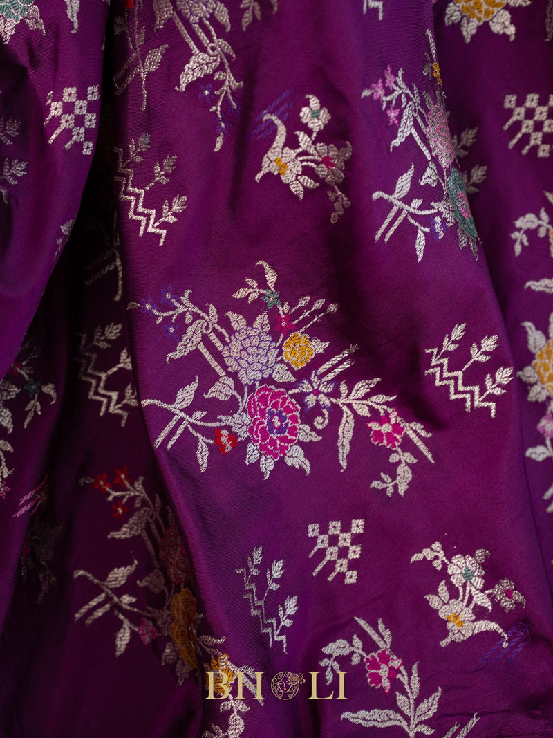 violet pure katan silk kaduwa jungla banarasi