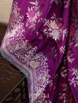 violet pure katan silk kaduwa jungla banarasi