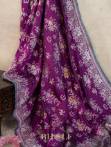 violet pure katan silk kaduwa jungla banarasi