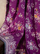 violet pure katan silk kaduwa jungla banarasi