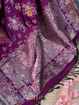 violet pure katan silk kaduwa jungla banarasi