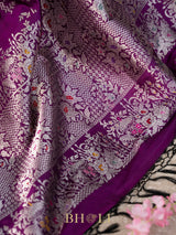 violet pure katan silk kaduwa jungla banarasi