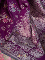 violet pure katan silk kaduwa jungla banarasi