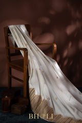 white banarasi with jute border kaduwa handwoven banarasi