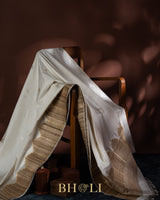 white banarasi with jute border kaduwa handwoven banarasi