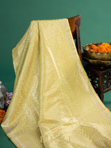 yellow mashru silk brocade banarasi