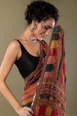 Designer Multi Striped Georgette silk saree