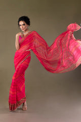 Designer Striped Georgette silk saree embellished with stones and mirrors