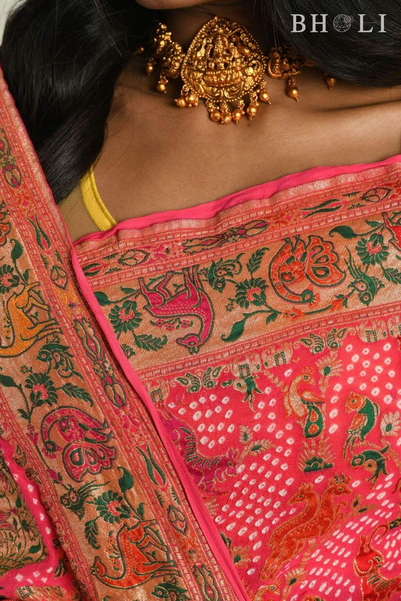Handwoven Pure Georgette Intricate full Jaal Khaddi Banarasi