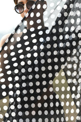 Purest Chiffon Modern Polka dots Digitally Printed Black and white saree